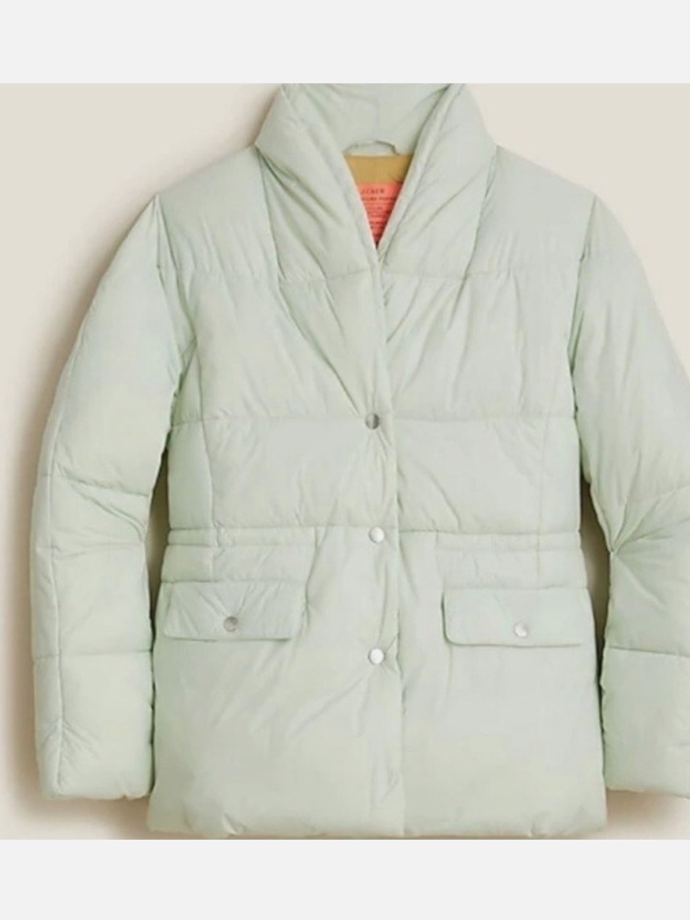 J. Crew Light Mint Green Puffer Jacket